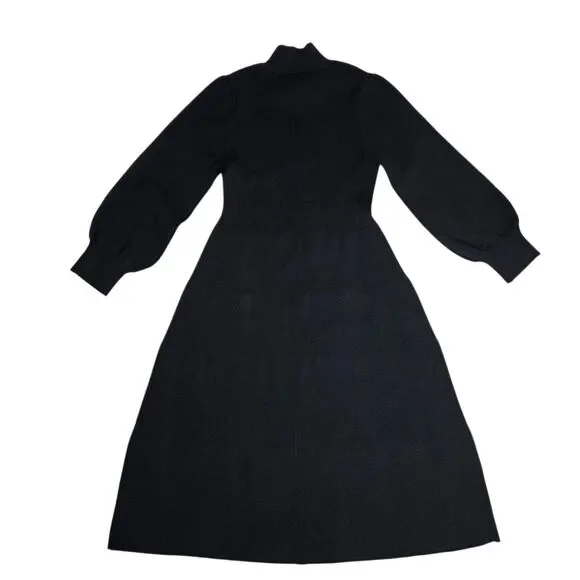 Hill House The Persephone Black Ribbed Sweater Knit Midi Dress Size XL New - Picture 2 of 9